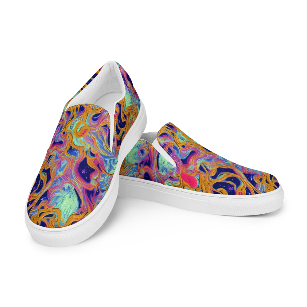 Starlit Marbling on Women's Slip-On Canvas Shoes — Left Front