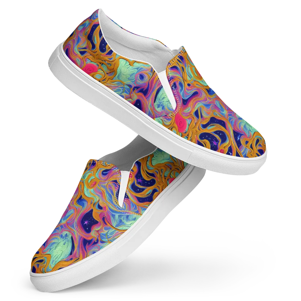 Starlit Marbling on Women's Slip-On Canvas Shoes — Front