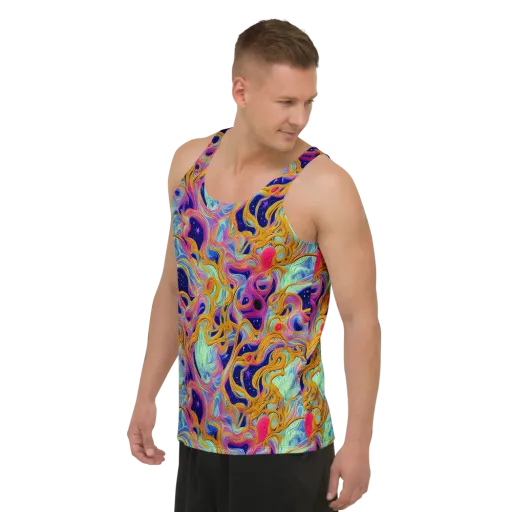 Starlit Marbling on a Men's Tank Top