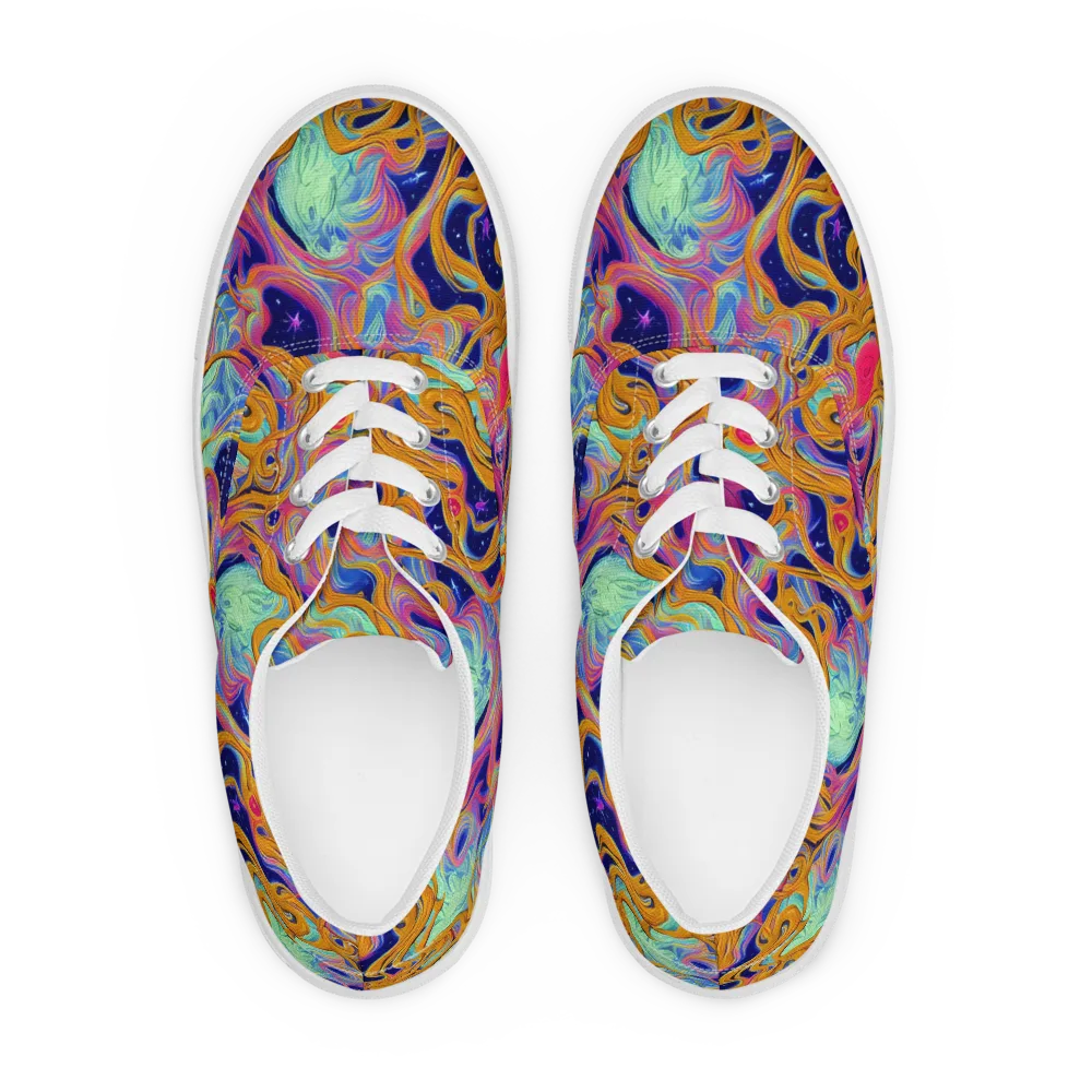 Starlit Marbling on Men's Lace-Up Canvas Shoes — Front