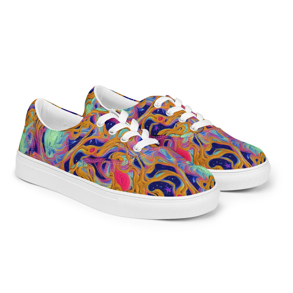 Starlit Marbling on Men's Lace-Up Canvas Shoes — Right Front