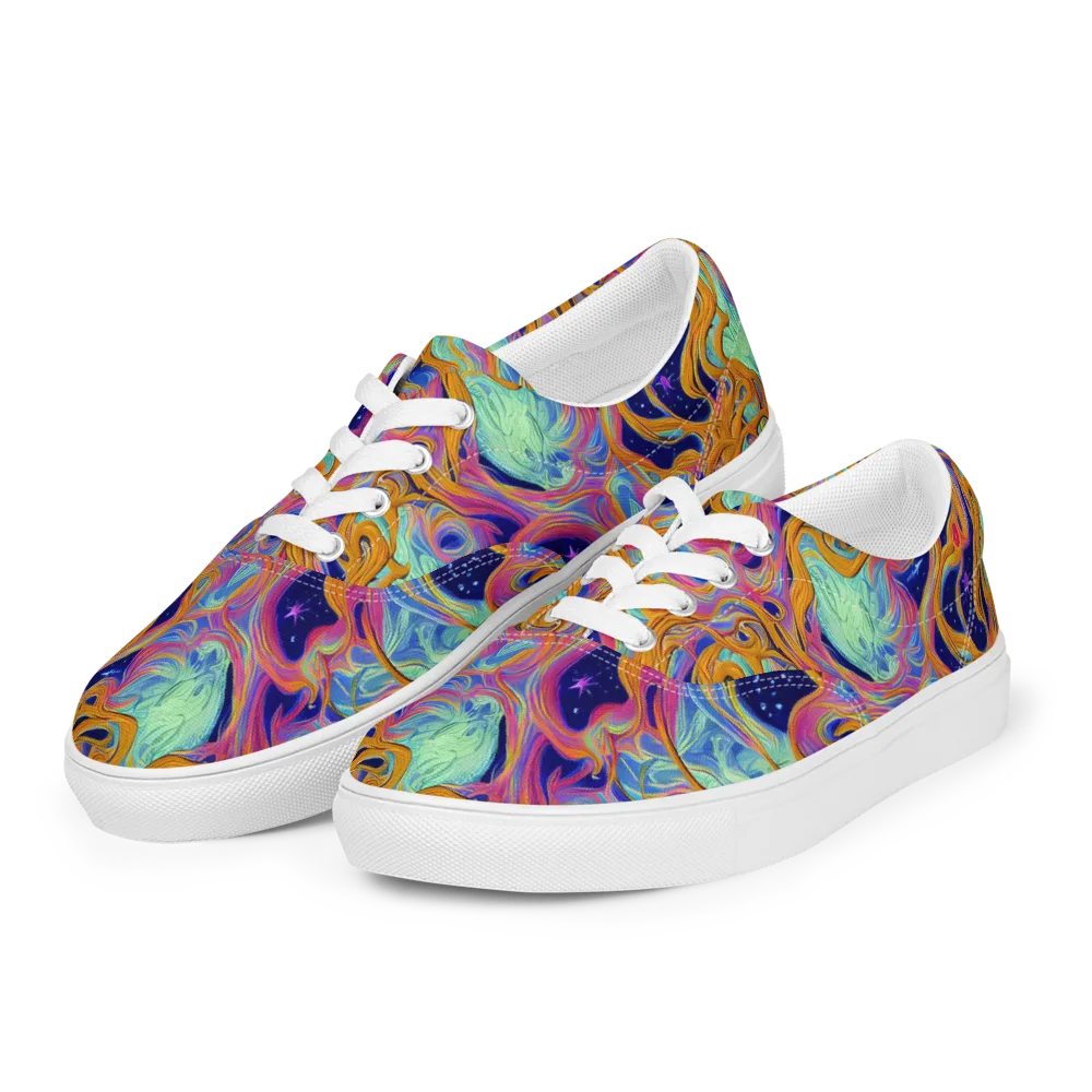 Starlit Marbling on Men's Lace-Up Canvas Shoes — Left Front