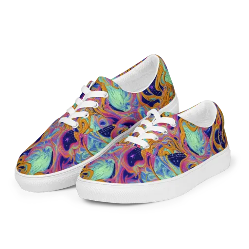 Starlit Marbling on a Men's Lace-Up Canvas Shoes