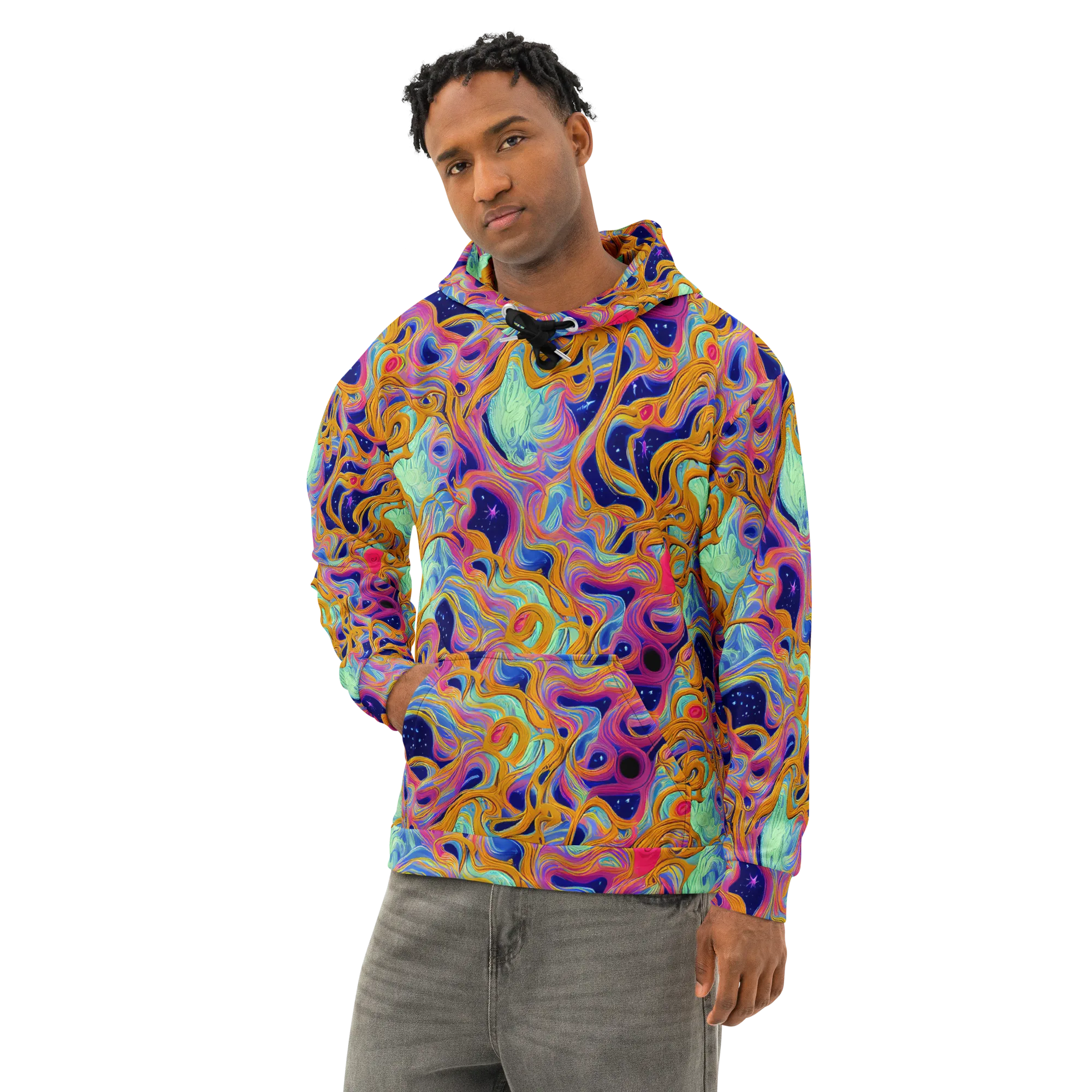 Starlit Marbling on Cotton Hoodie — Left Front