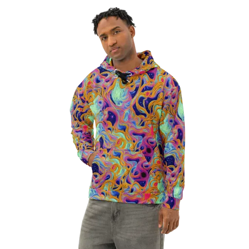 Starlit Marbling on a Cotton Hoodie