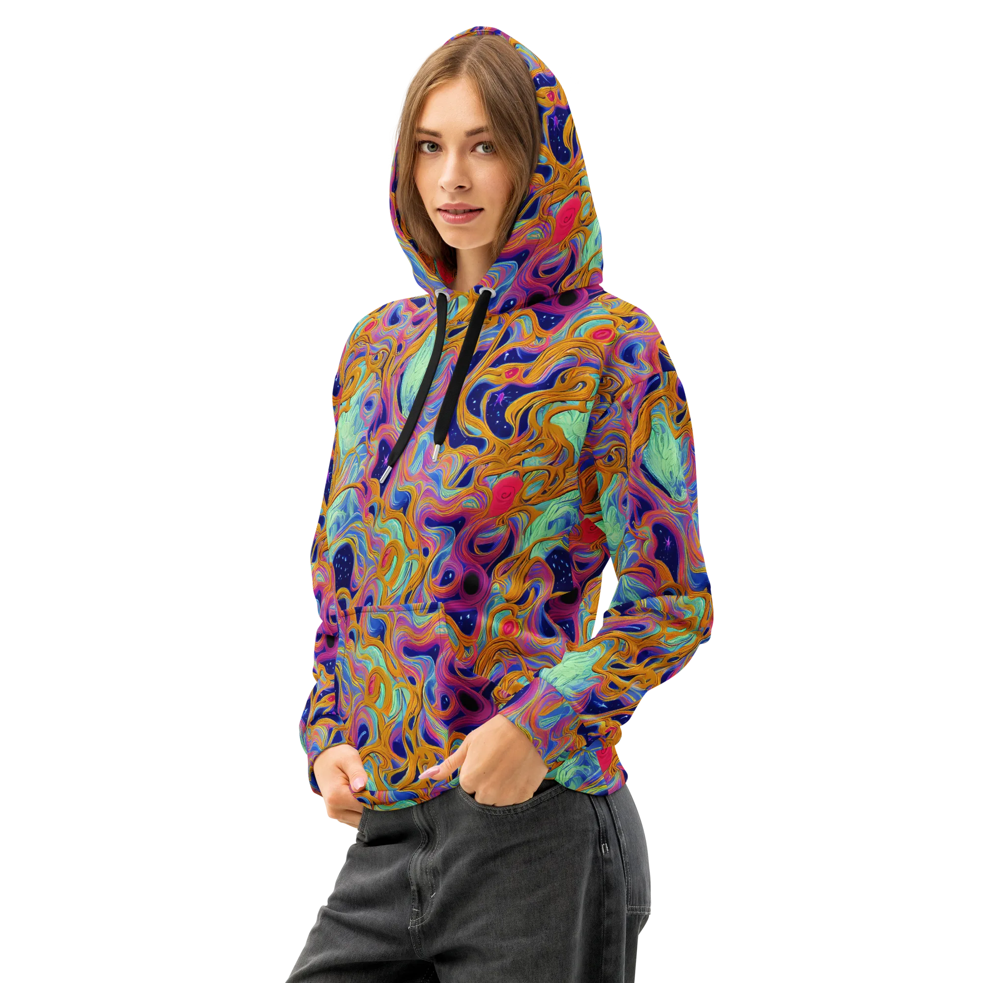 Starlit Marbling on Cotton Hoodie — Left Front