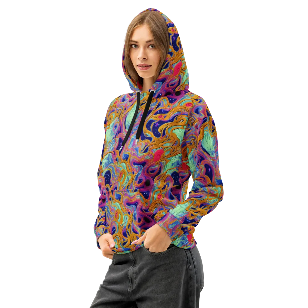 Starlit Marbling on Cotton Hoodie — Left Front
