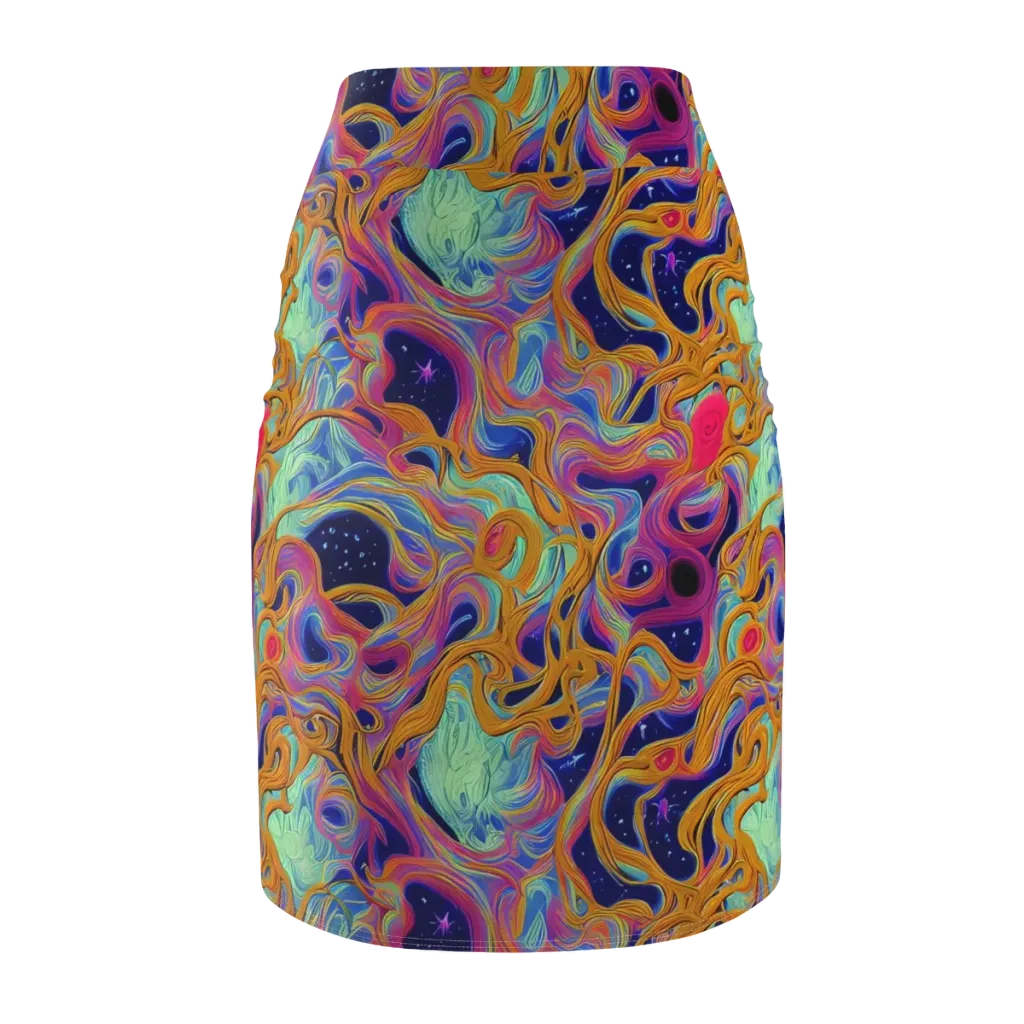 Starlit Marbling on Pencil Skirt — Back