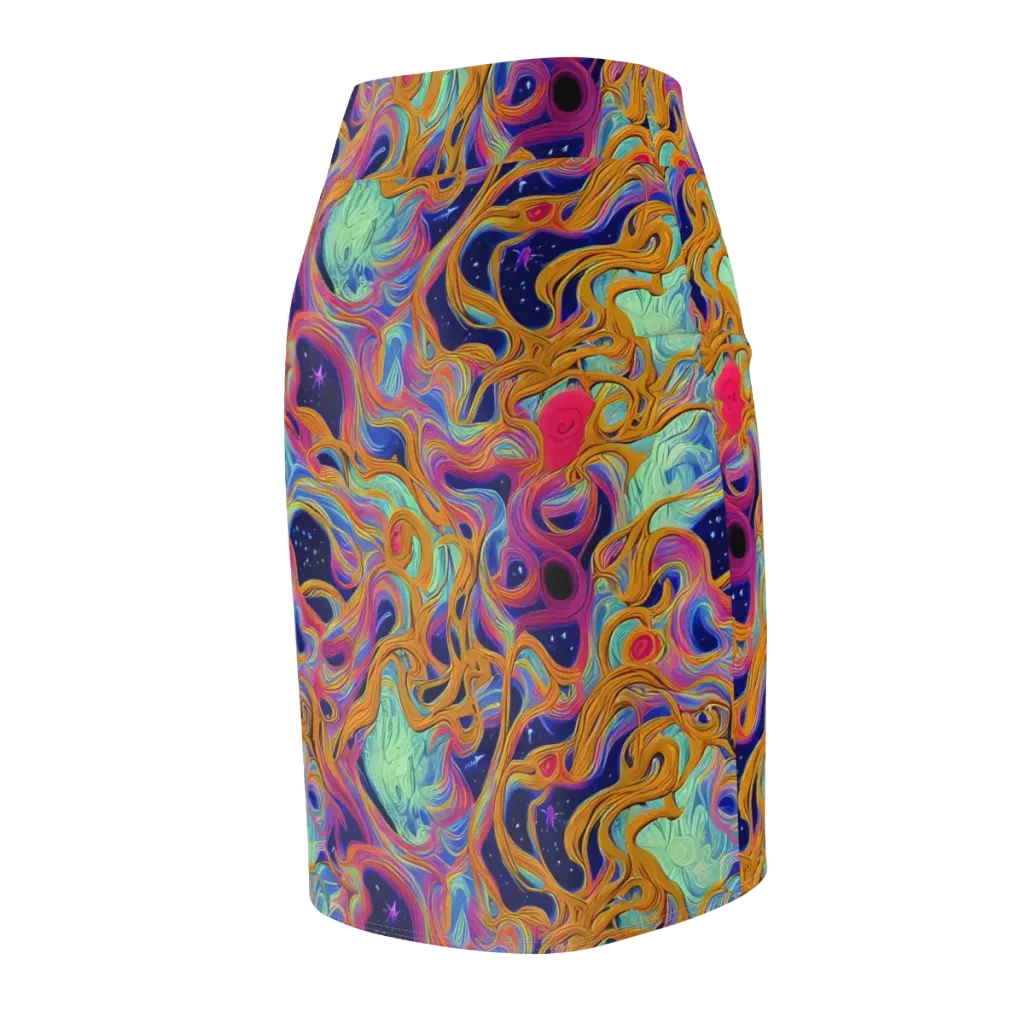 Starlit Marbling on Pencil Skirt — Back Side