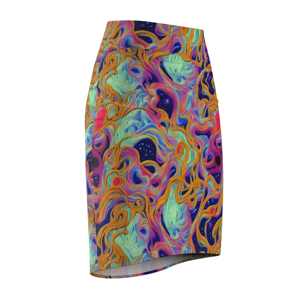 Starlit Marbling on Pencil Skirt — Front Side