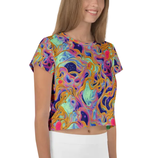 Starlit Marbling on a Crop Tee