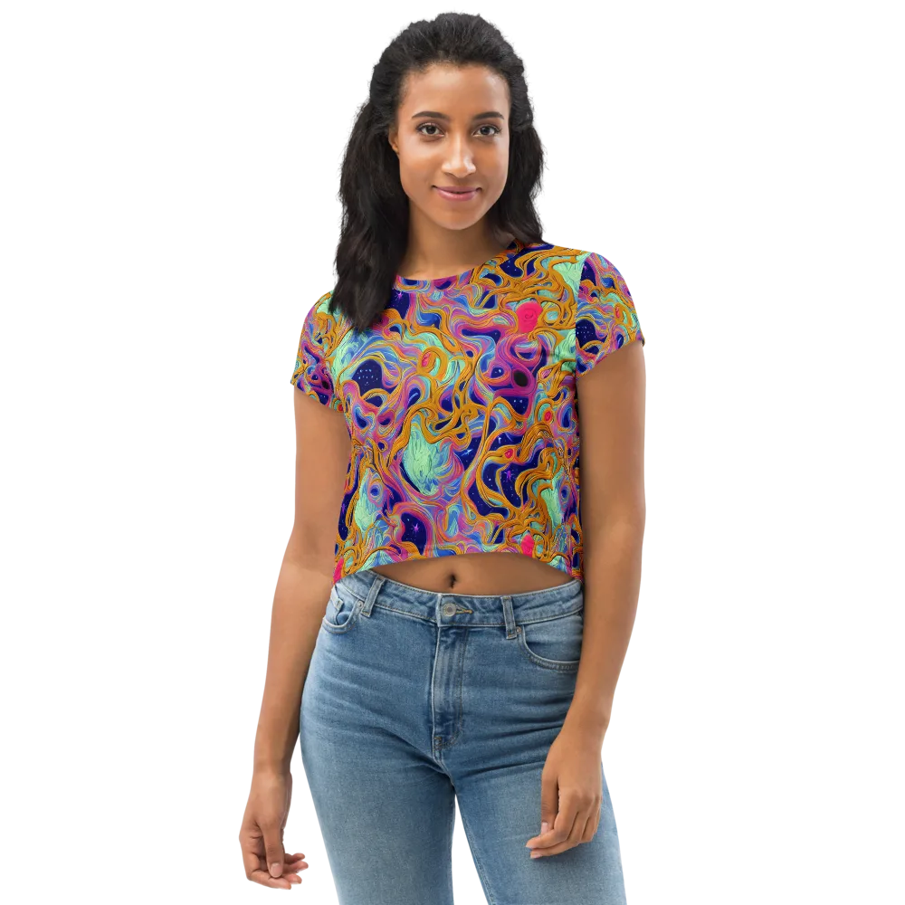 Starlit Marbling on Crop Tee — Front
