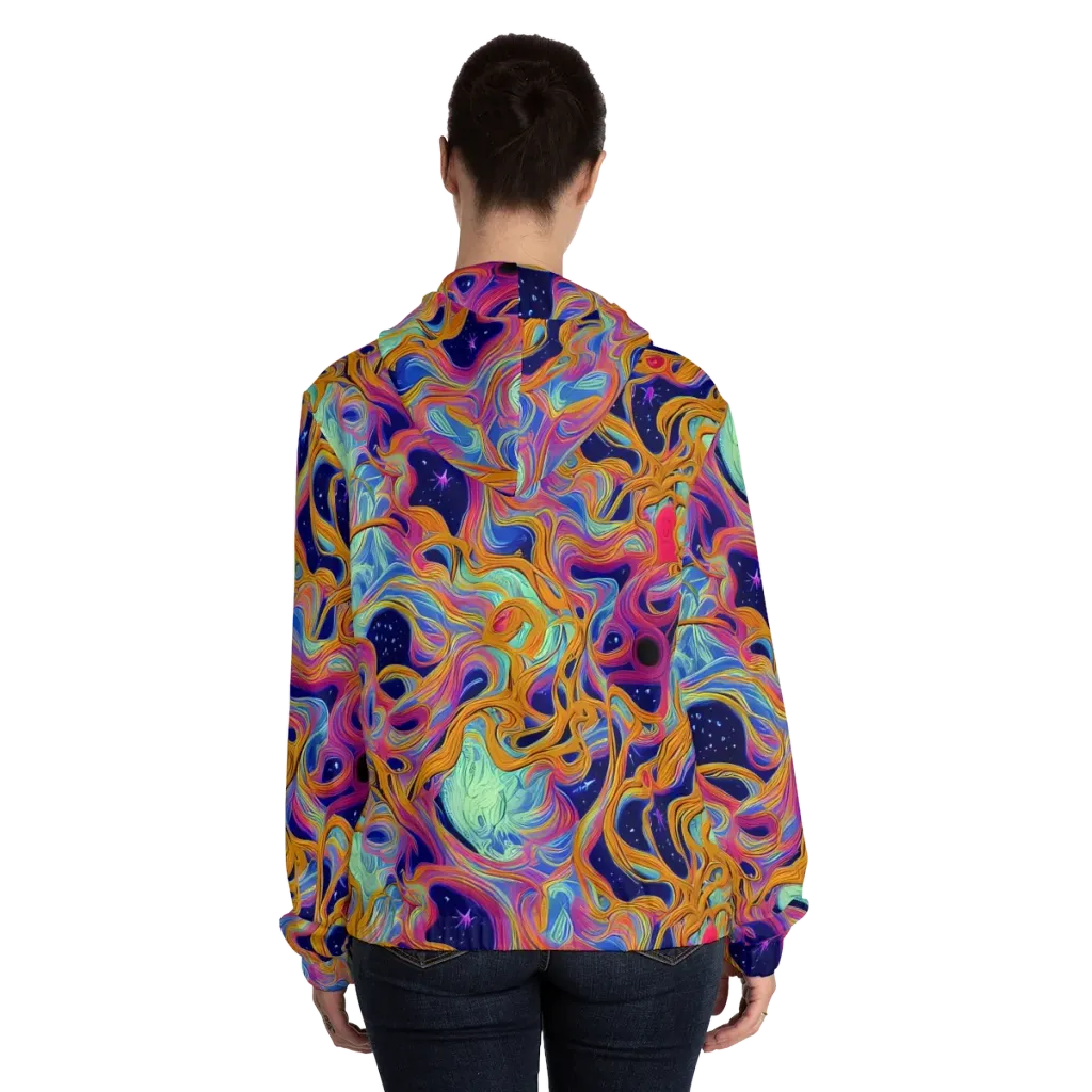Starlit Marbling on Women's Full-Zip Hoodie — Back On Person