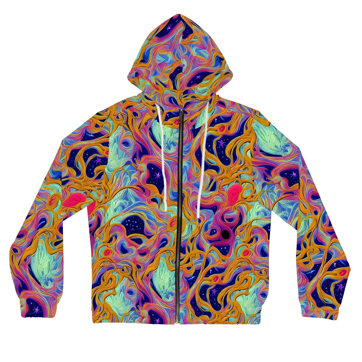 Starlit Marbling on Women's Full-Zip Hoodie — Front
