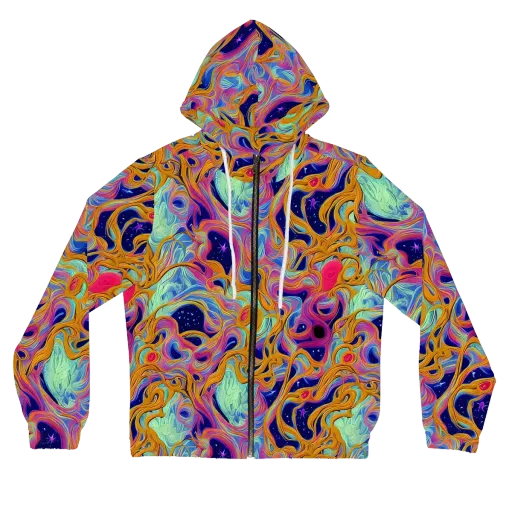 Starlit Marbling on a Women's Full-Zip Hoodie