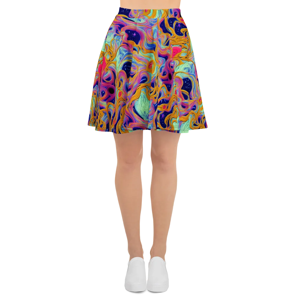 Starlit Marbling on Skater Skirt — Front