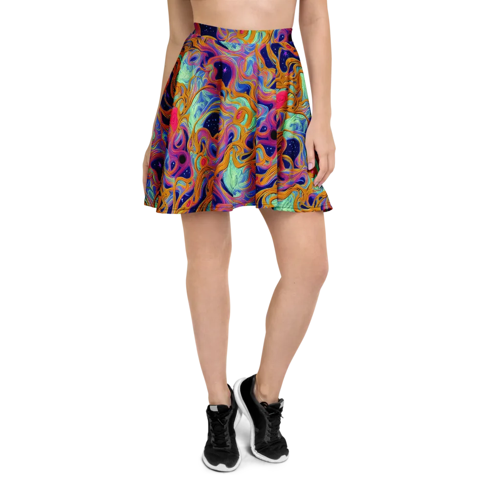 Starlit Marbling on Skater Skirt — Front