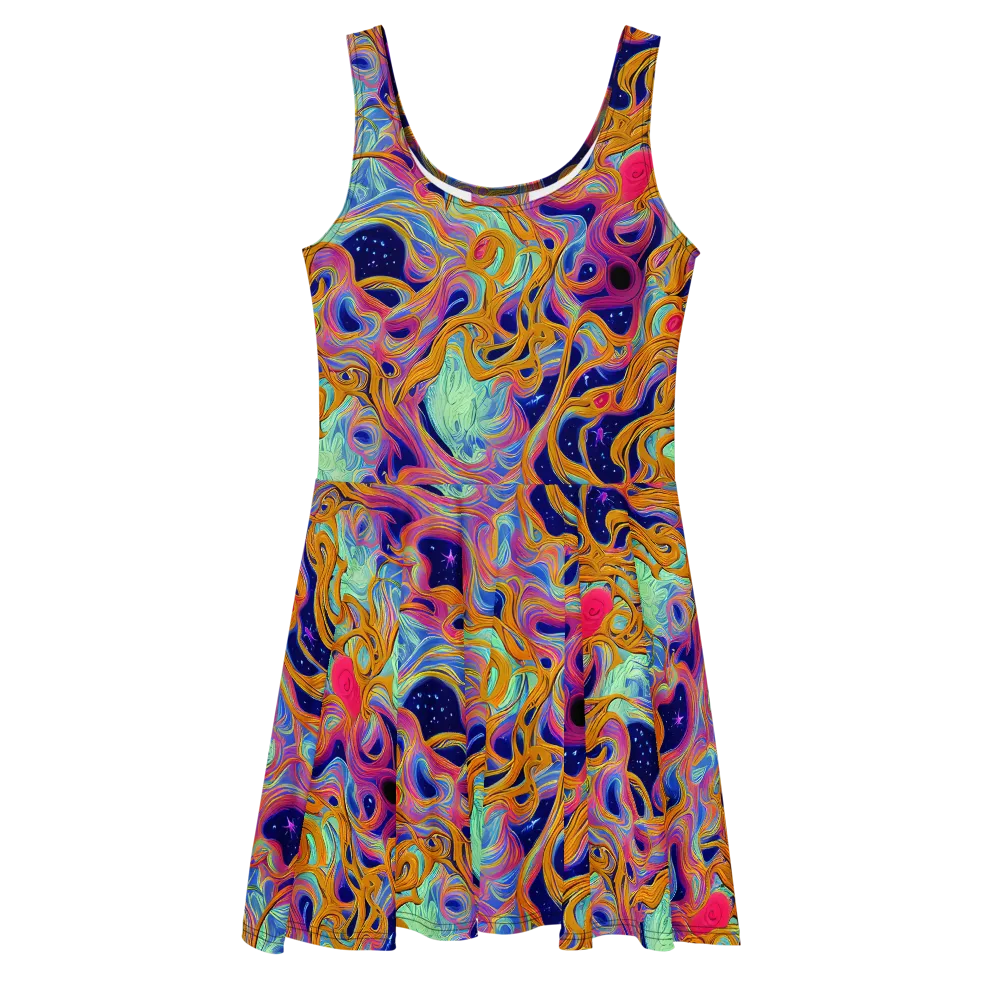 Starlit Marbling on Skater Dress — Front
