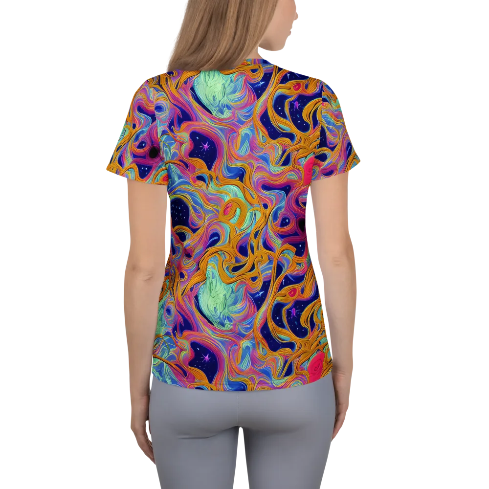 Starlit Marbling on Women's Athletic T-Shirt — Back