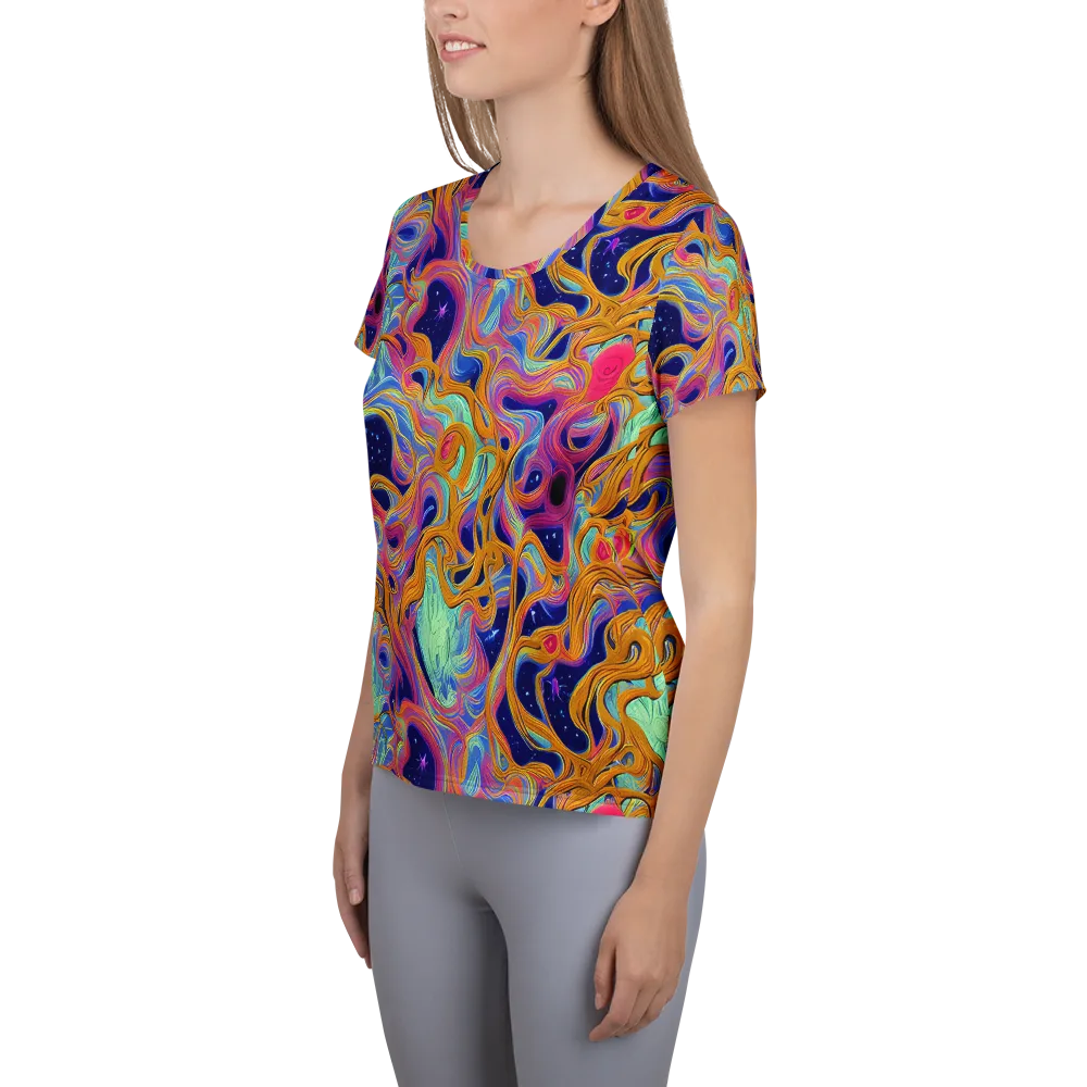 Starlit Marbling on Women's Athletic T-Shirt — Left