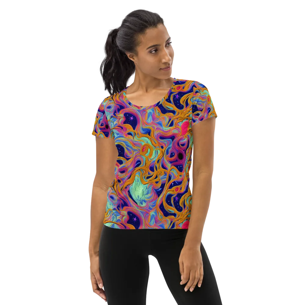 Starlit Marbling on Women's Athletic T-Shirt — Front
