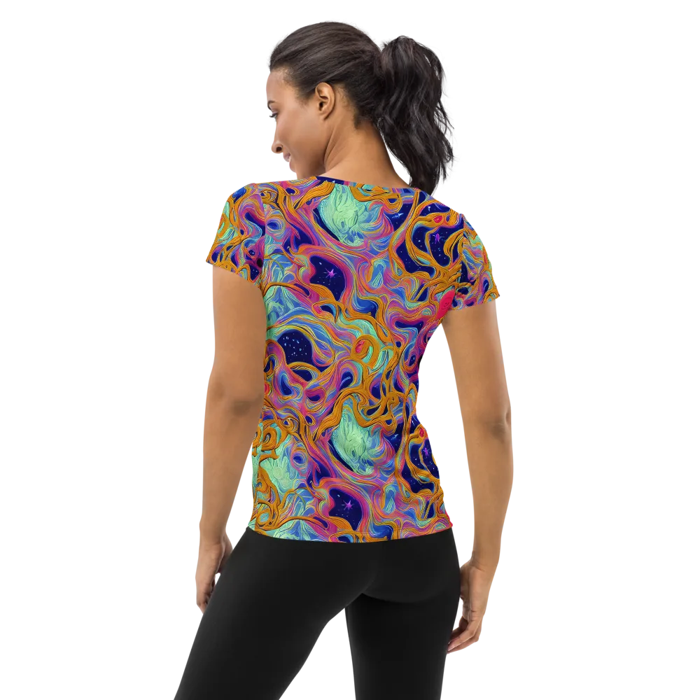 Starlit Marbling on Women's Athletic T-Shirt — Back
