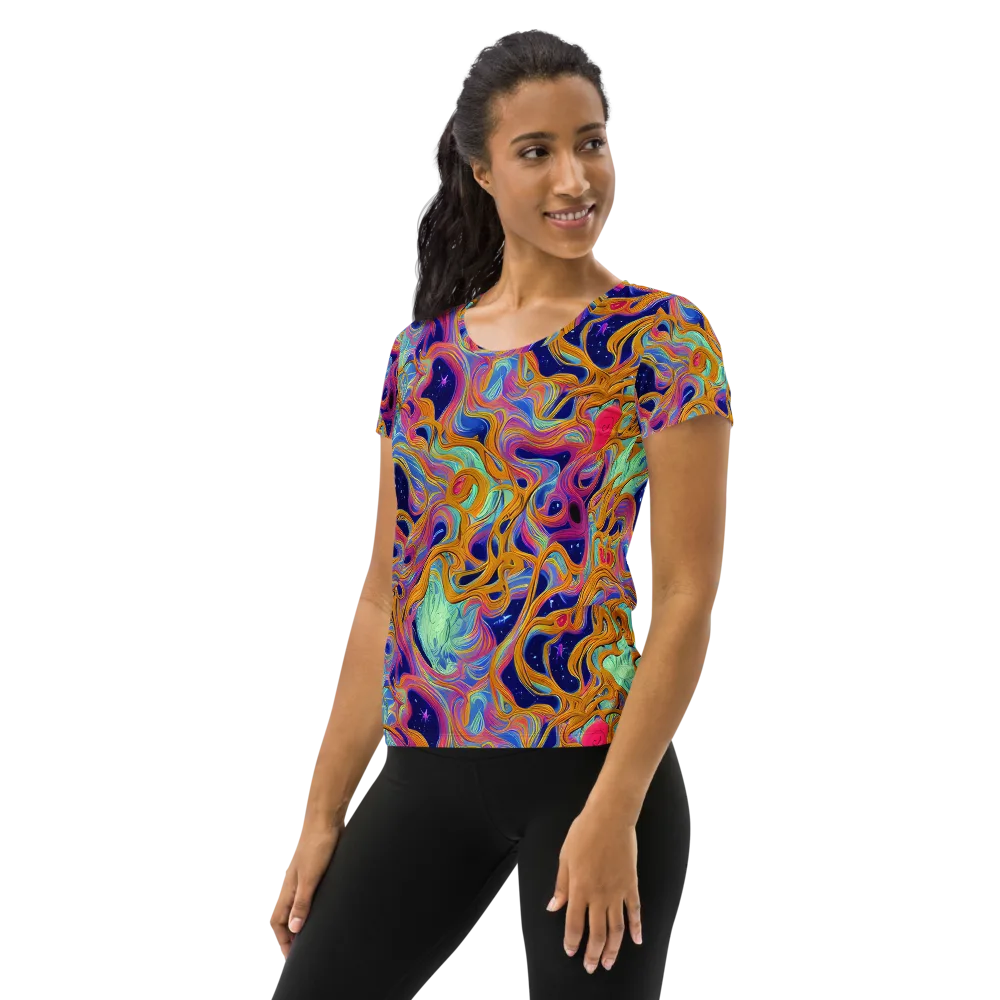 Starlit Marbling on Women's Athletic T-Shirt — Left