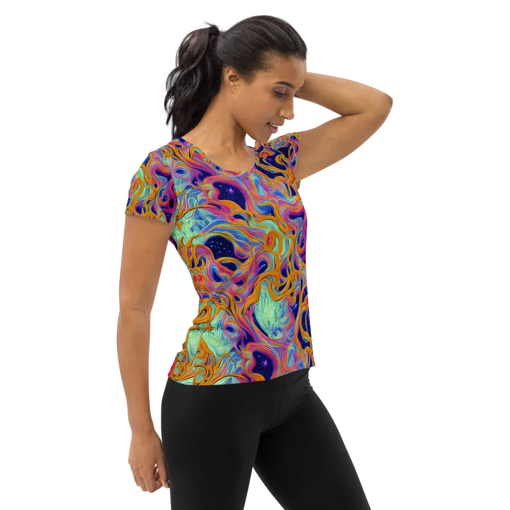 Starlit Marbling on Women's Athletic T-Shirt — Right