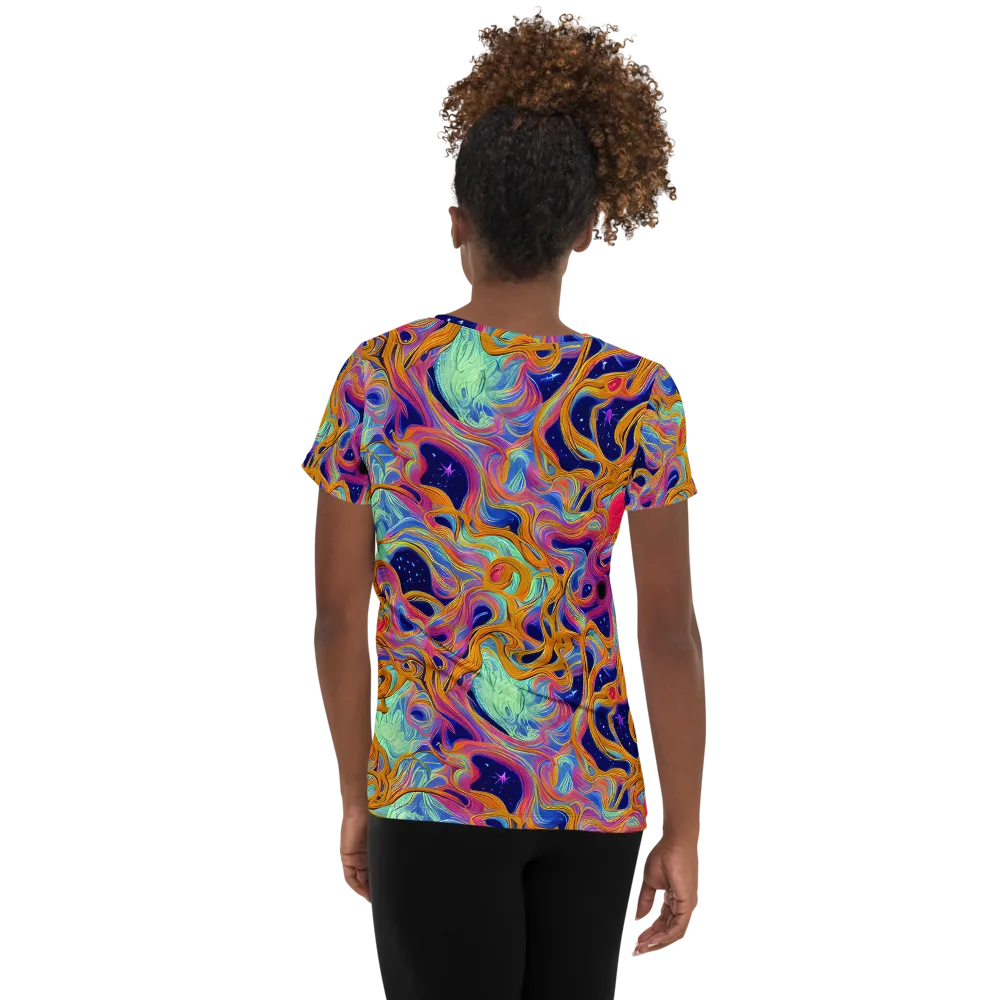 Starlit Marbling on Women's Athletic T-Shirt — Back