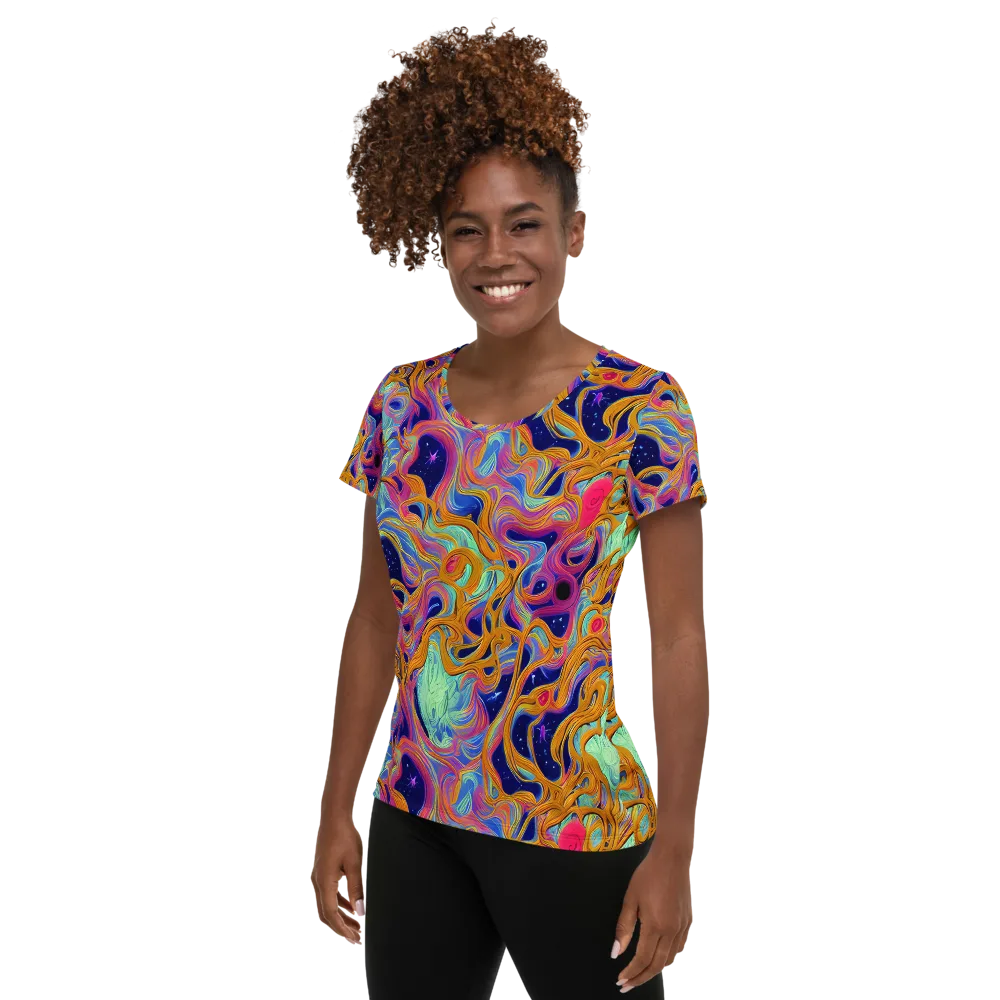 Starlit Marbling on Women's Athletic T-Shirt — Left