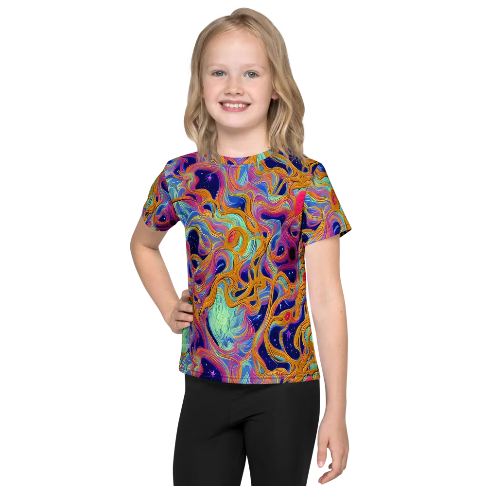 Starlit Marbling on Kids Crew Neck T-Shirt — Front