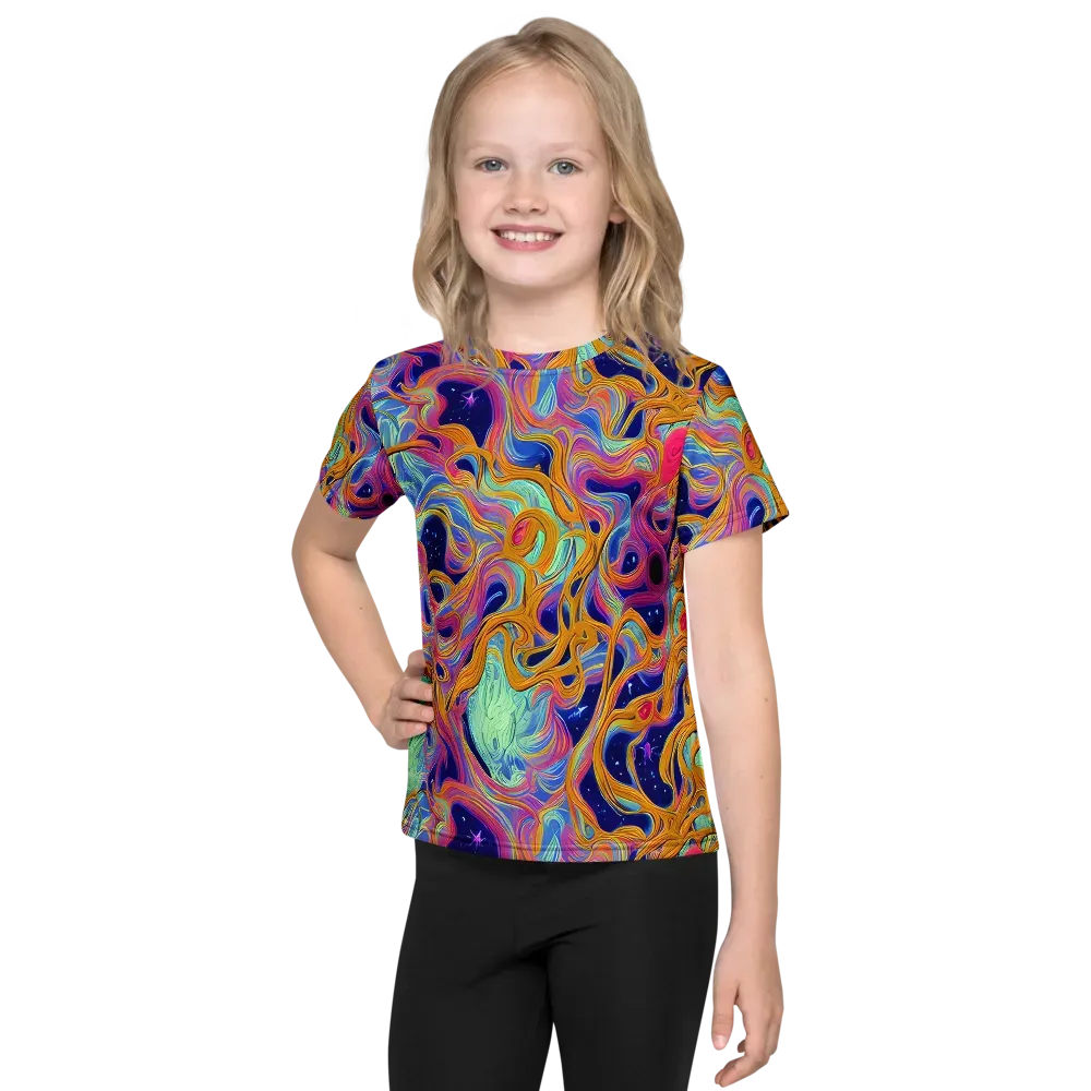 Starlit Marbling on Kids Crew Neck T-Shirt — Front