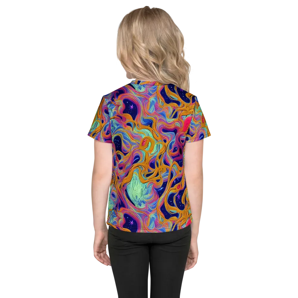 Starlit Marbling on Kids Crew Neck T-Shirt — Back