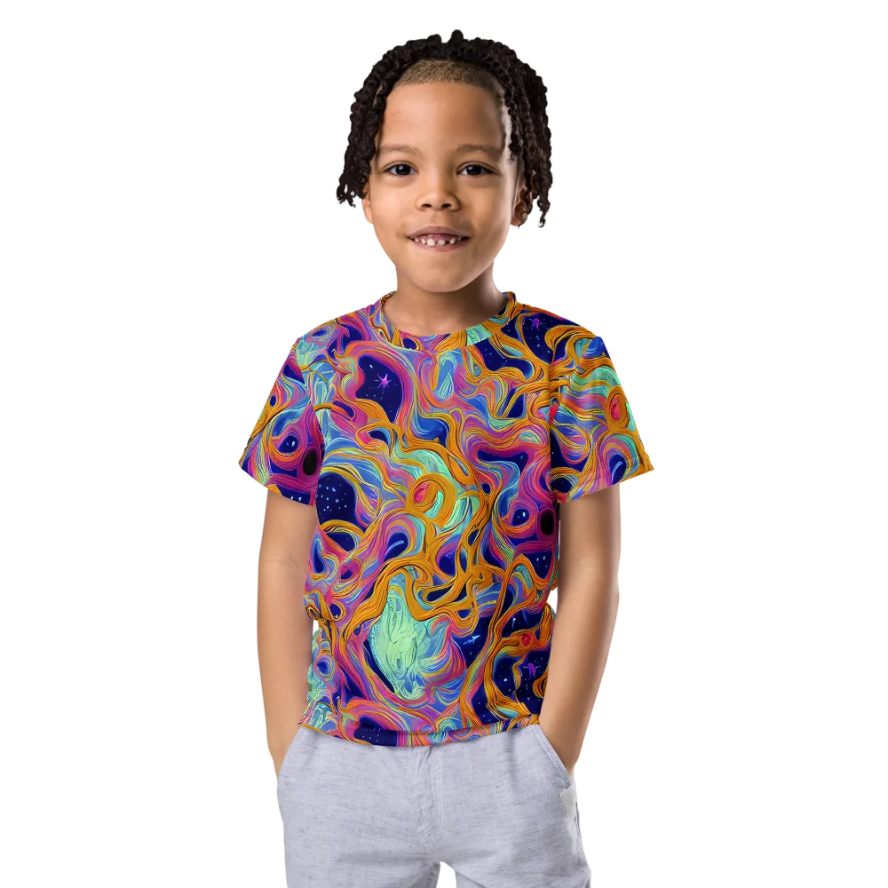 Starlit Marbling on Kids Crew Neck T-Shirt — Front