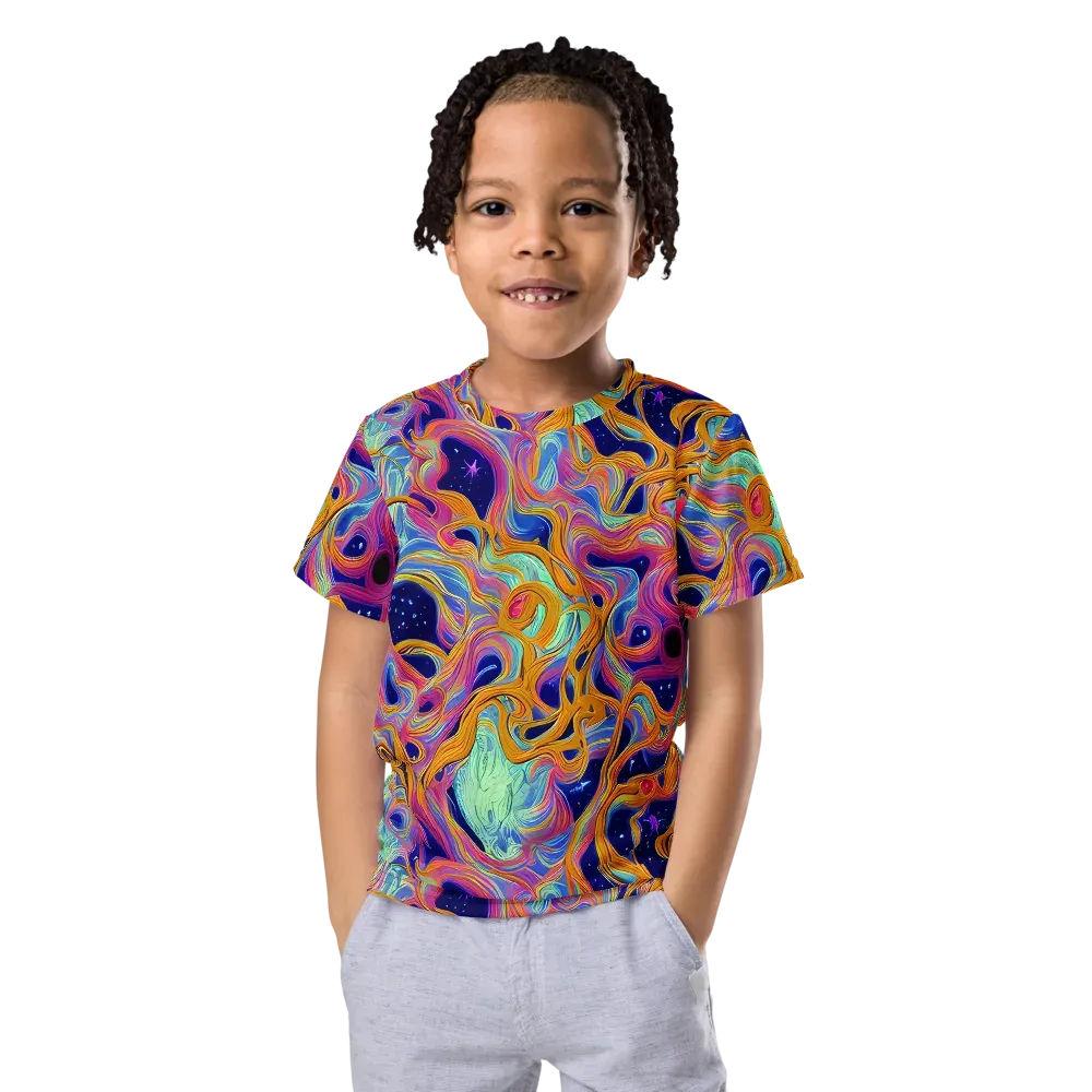 Starlit Marbling on Kids Crew Neck T-Shirt — Front