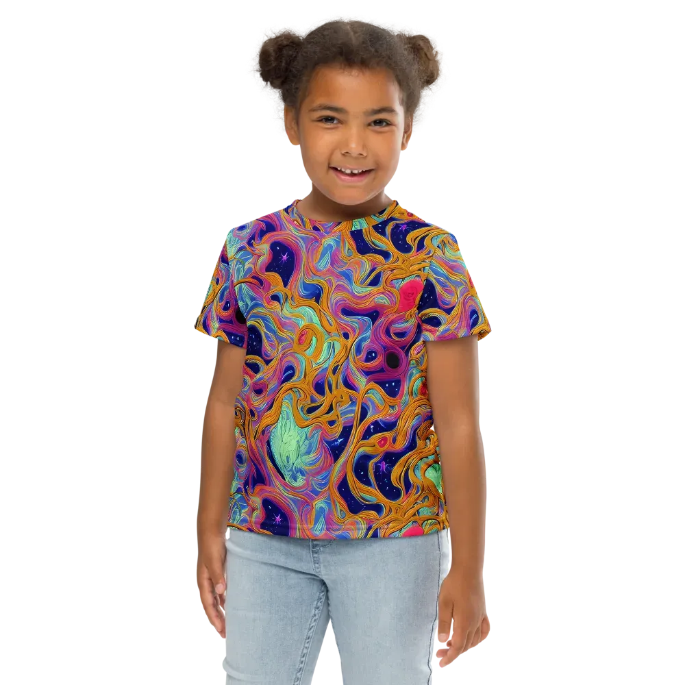 Starlit Marbling on Kids Crew Neck T-Shirt — Front