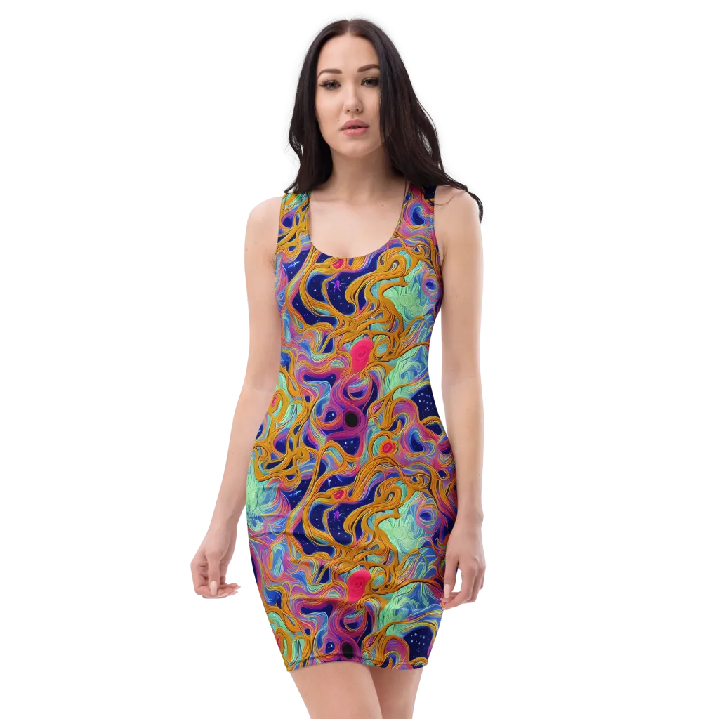 Starlit Marbling on Bodycon Dress — Front
