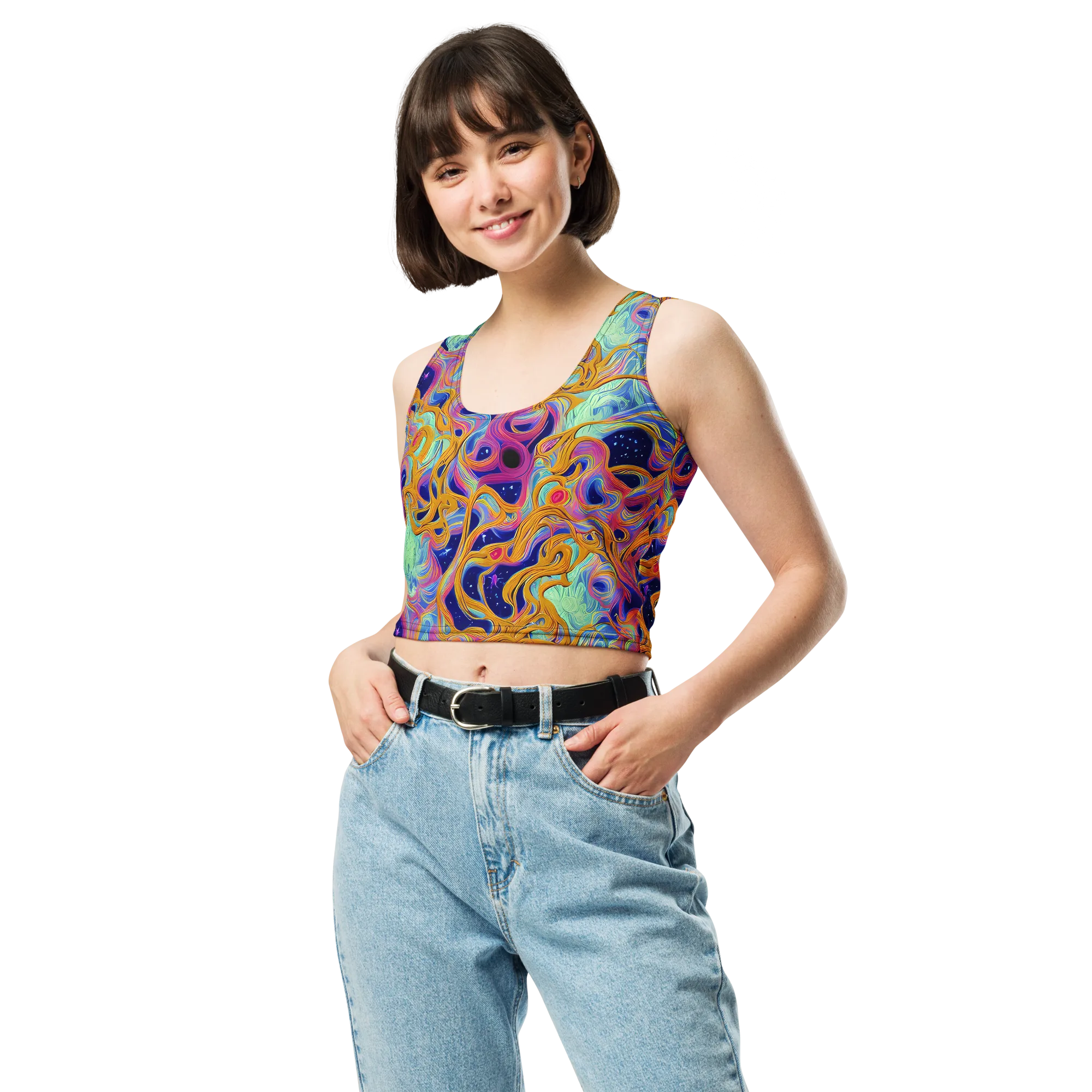Starlit Marbling on Crop Top — Front