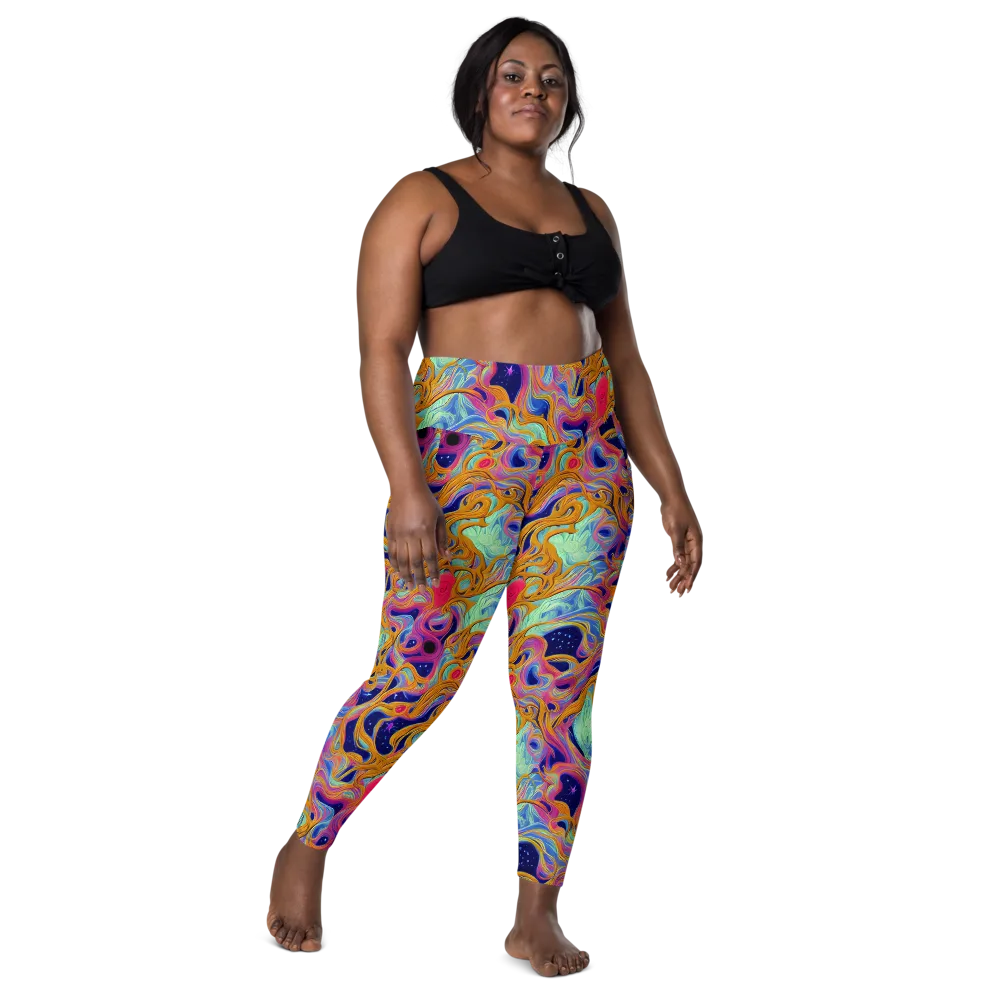 Starlit Marbling on Leggings with Pockets — Front
