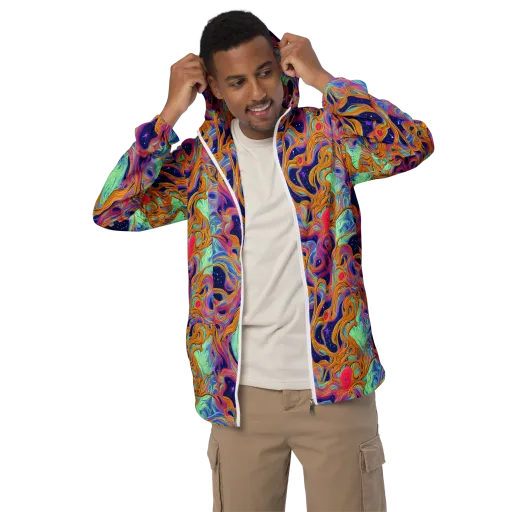 Starlit Marbling on a Men's Windbreaker