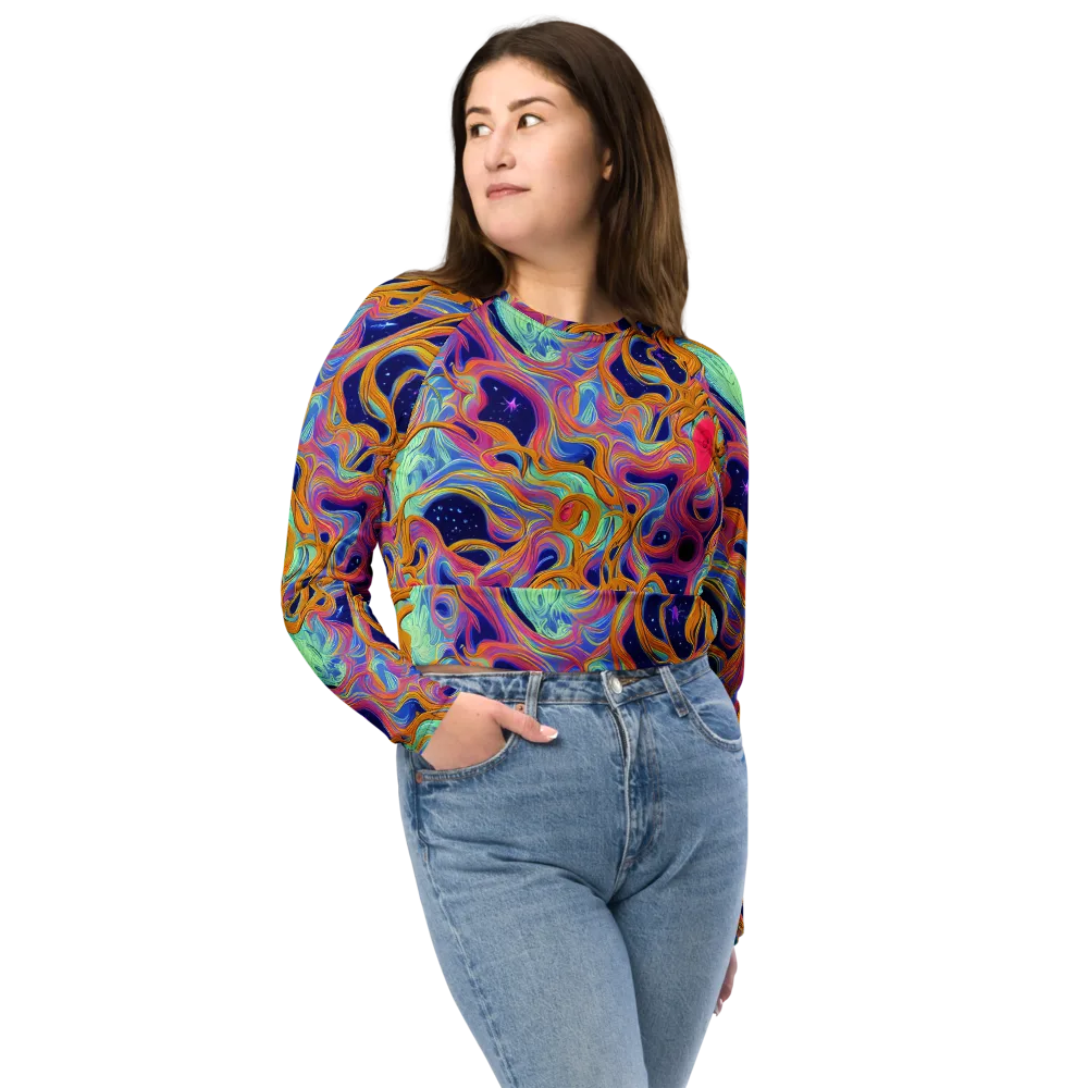 Starlit Marbling on Long Sleeve Crop Top — Front