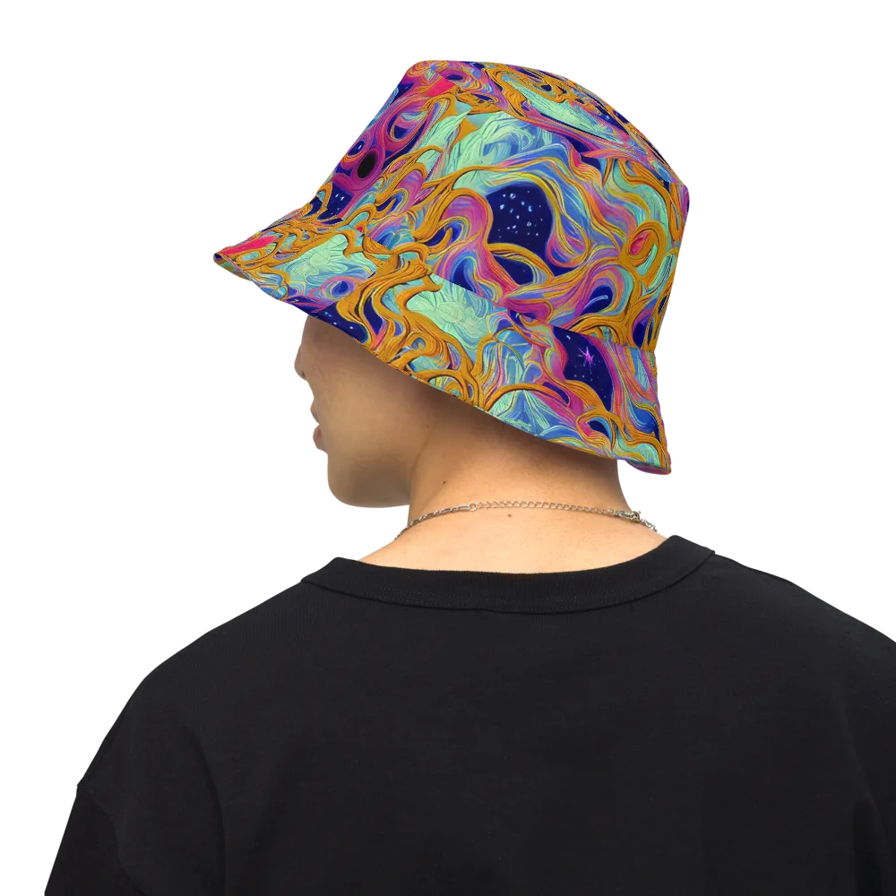 Starlit Marbling on Reversible Bucket Hat — Back Inside