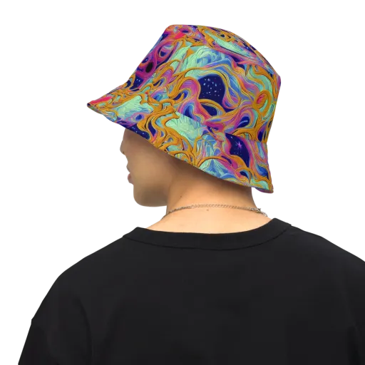 Starlit Marbling on a Reversible Bucket Hat