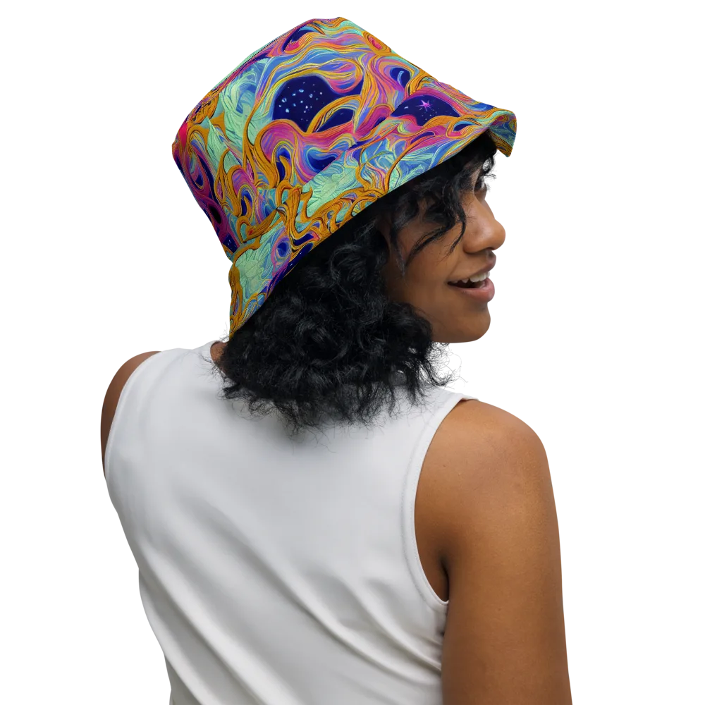 Starlit Marbling on Reversible Bucket Hat — Right Outside