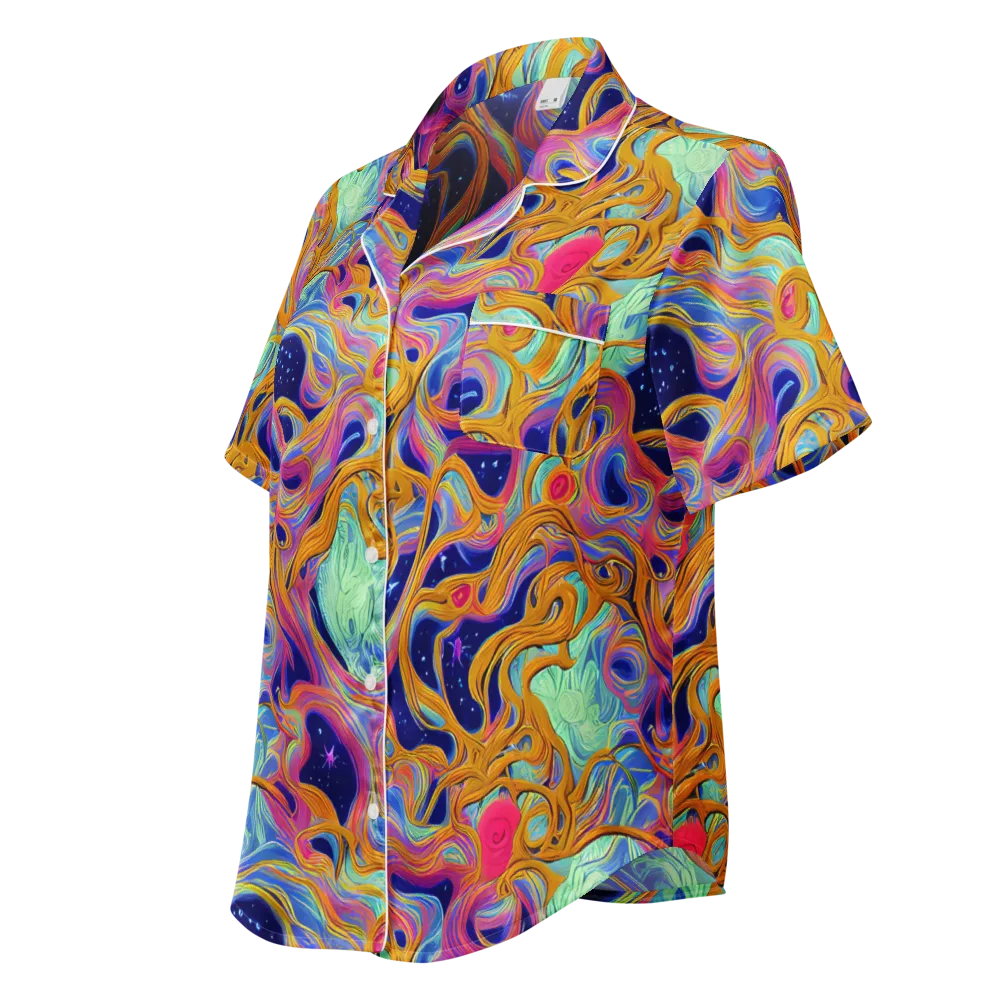 Starlit Marbling on Women's Short Sleeve Pajama Top — Left Front
