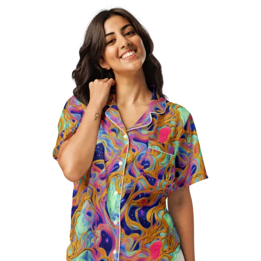 Starlit Marbling on a Women's Short Sleeve Pajama Top