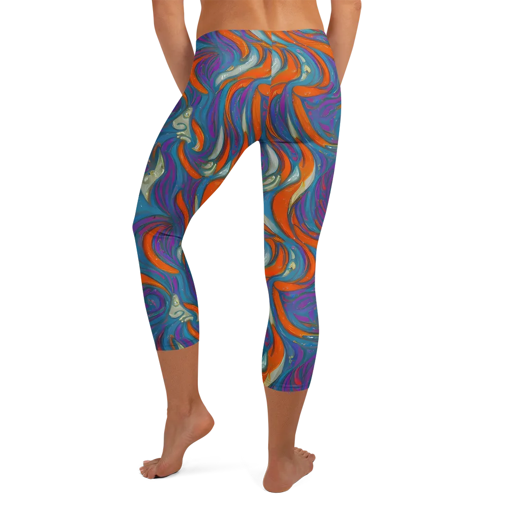 Painted Undertow on Capri Leggings — Back