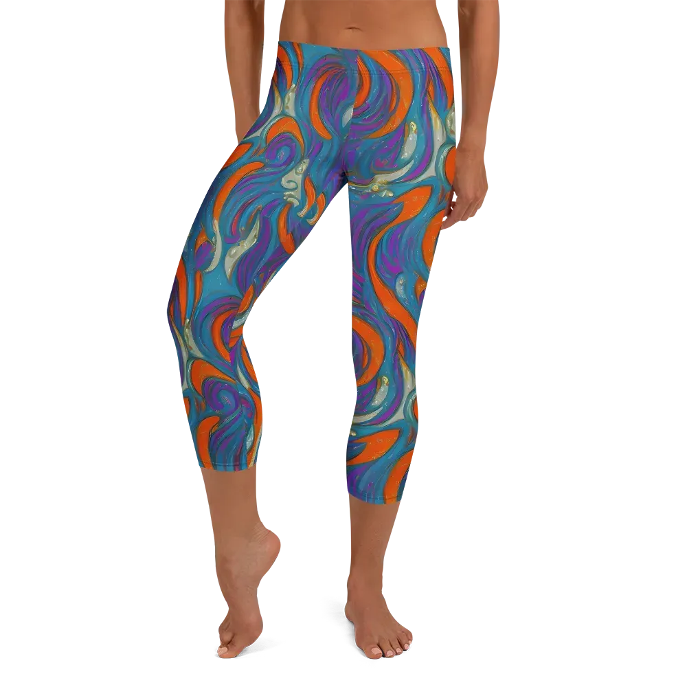 Painted Undertow on Capri Leggings — Front