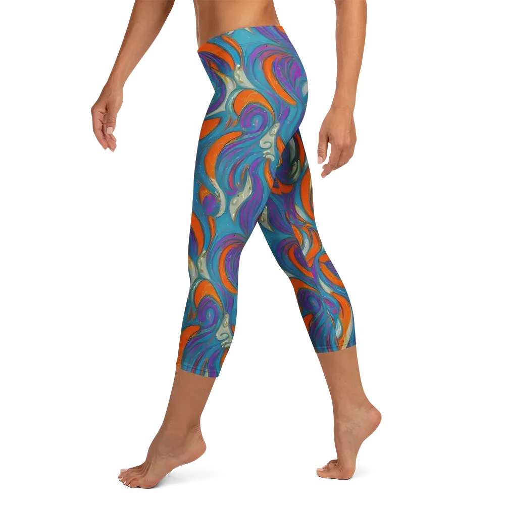 Painted Undertow on Capri Leggings — Left