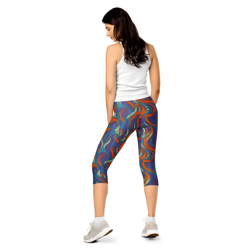 Painted Undertow on Capri Leggings — Back